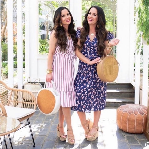 Draper James 10 Stripe VNeck Ruffle Hem Wrap Dress - Picture 9 of 9